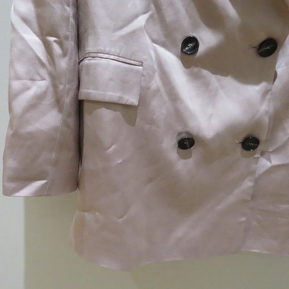 ZARA Long Buttoned Collared Satin Blazer in Blush Pink Pastel Preppy - Size S - Picture 7 of 13